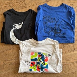 Cat & Jack Boys Kids Long Sleeve T Bundle, Size 12/14 - Blue, Dk Gray, Cream